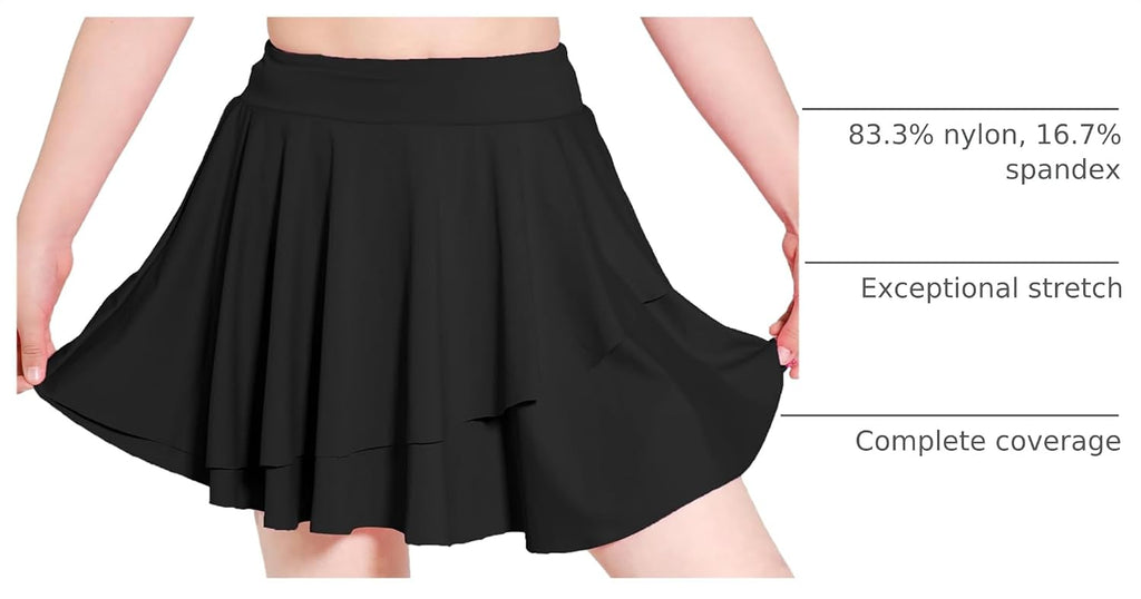 Girls Tennis Skirts Layered Ruffle Athletic Flowy Skirts with Pocket Skorts for Girls