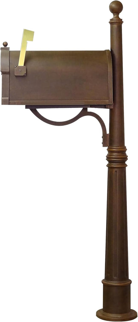 Berkshire Curbside Mailbox with Aluminum Post - Copper Mailbox with Ashland Post
