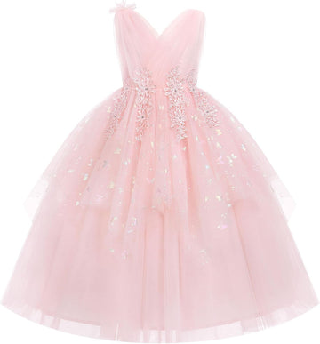 Flower Girl Butterfly Dress for Wedding Formal Pageant Party Tulle Gown