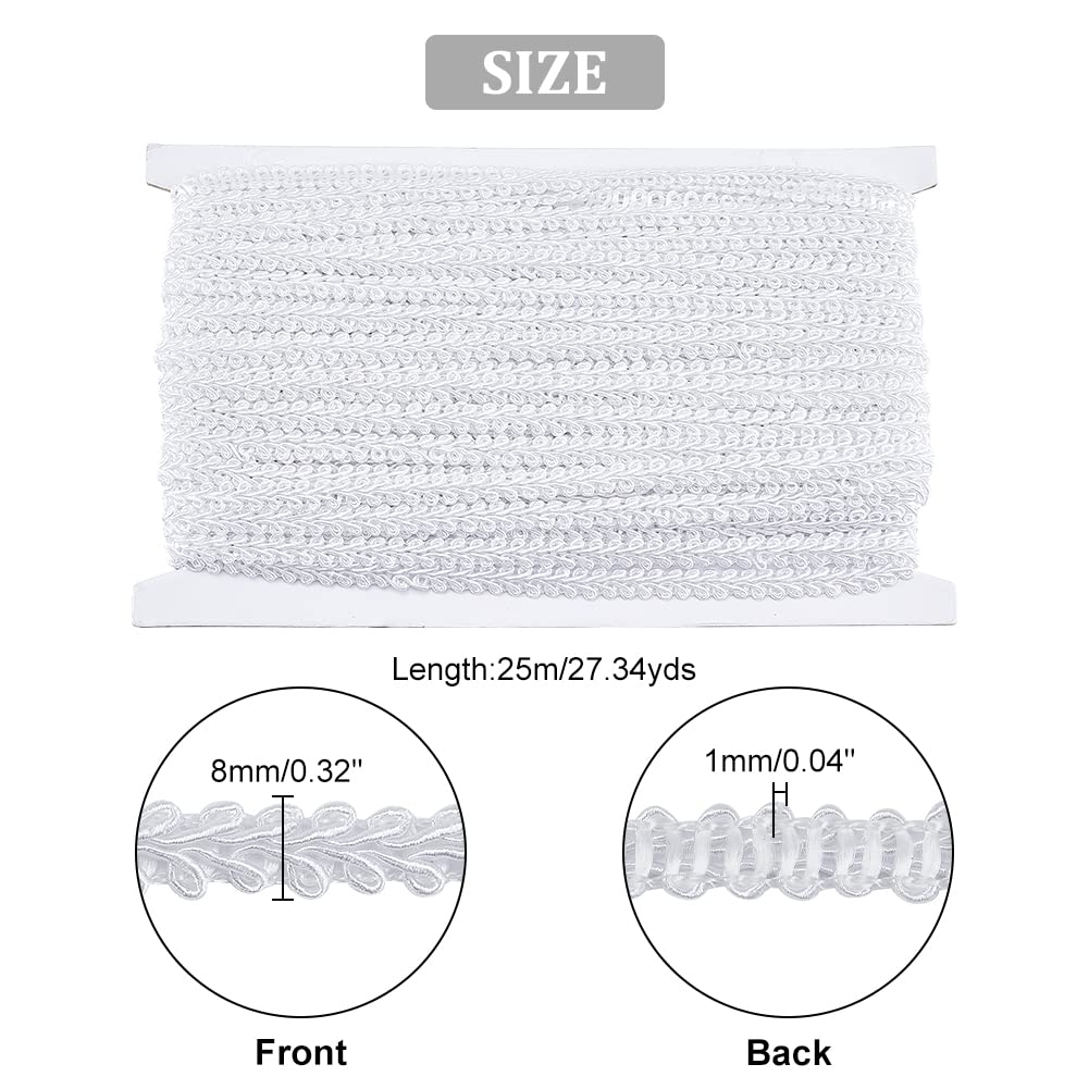 White Braid Trim, 1/4 inch Lace Ribbon Polyester - 27 Yards