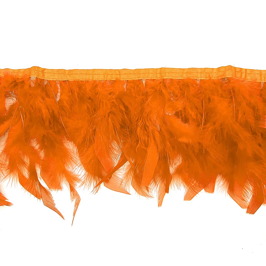 Orange 4-6inch 2yard Turkey Feather Fringe Trim for Dress Sewing Crafts Costumes Accessories Party Supplies Festival