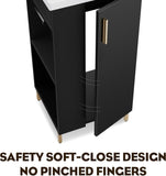 16-Inch Freestanding Bathroom Vanity with Sink – Black Cabinet with Ceramic Sink, Soft-Close Door and Side Storage