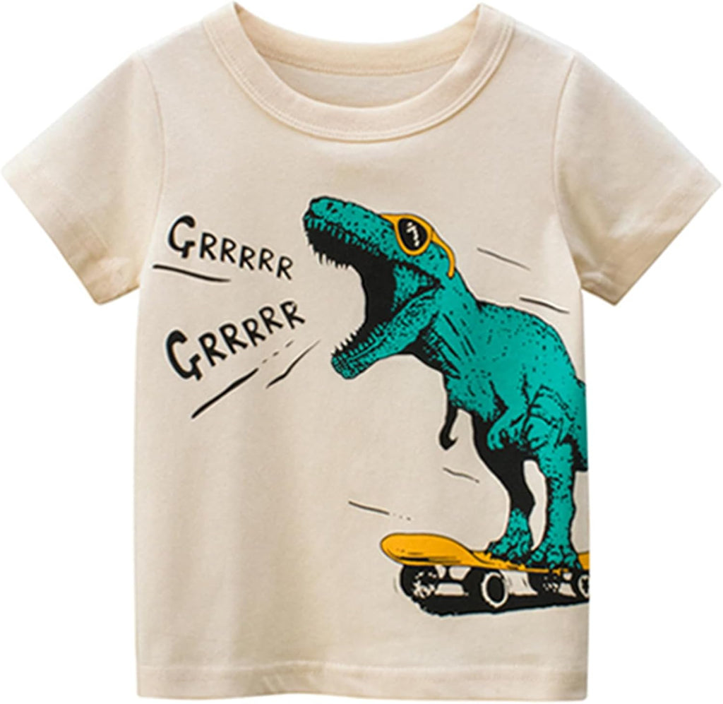 Toddler Boy Dinosaur T-Shirts 4 Pack Short Sleeve Shark Tees