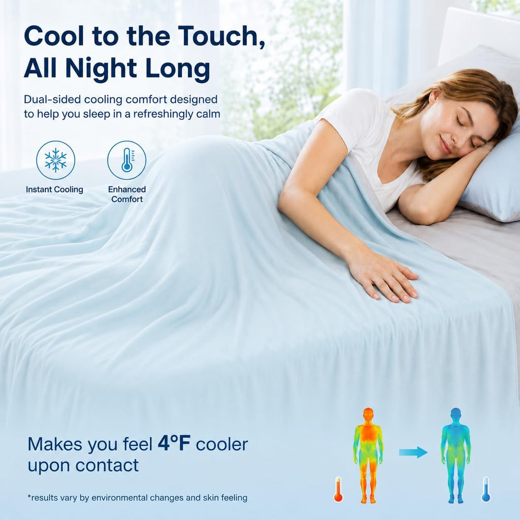 Double-Sided Cooling Comforter Queen Size, Ice Silk Summer Blanket, Smooth No-Stripes, No-Seam, Edge-Free Design