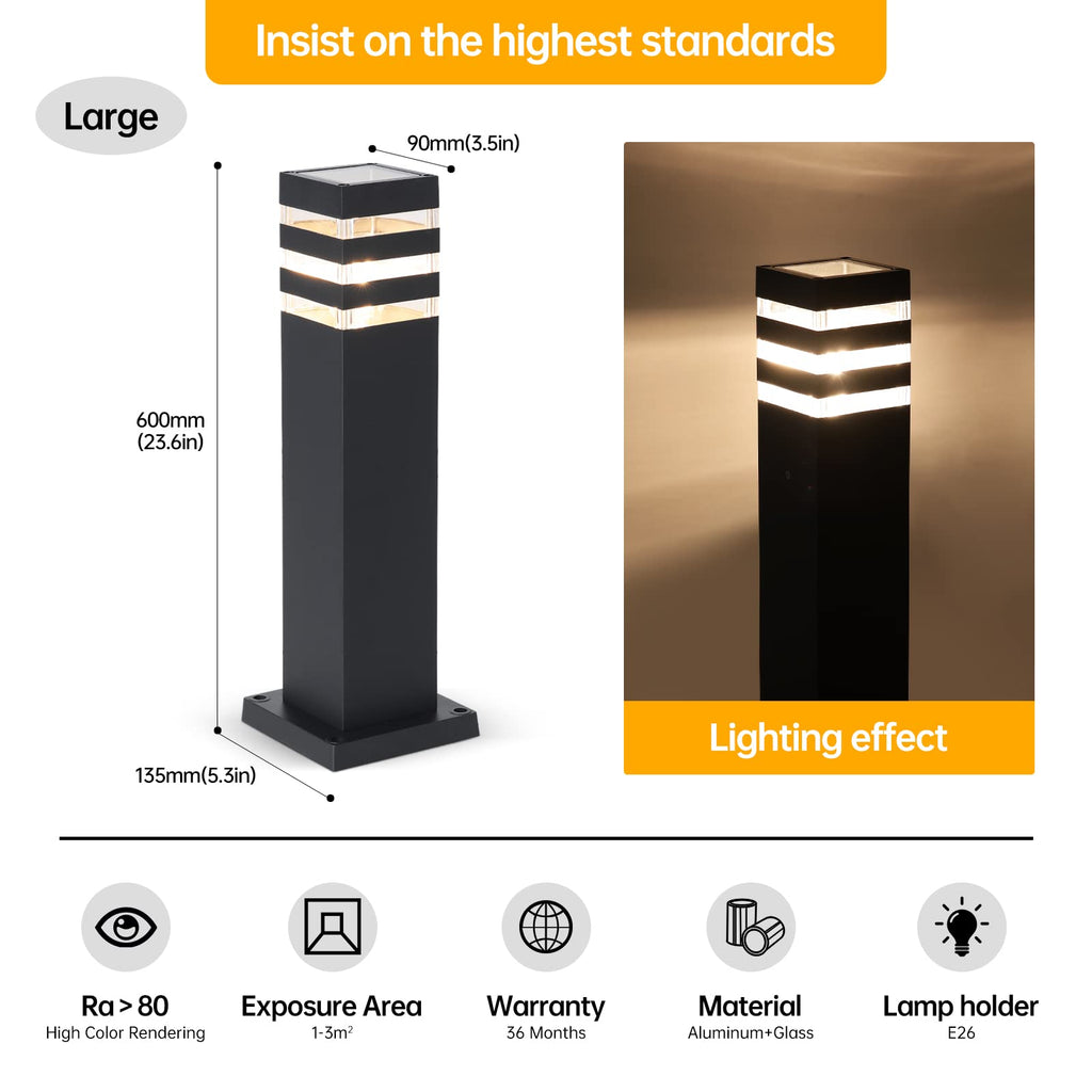 Pathway Light Hardwired E26 Walkway Lantern Outdoor Black Path Light