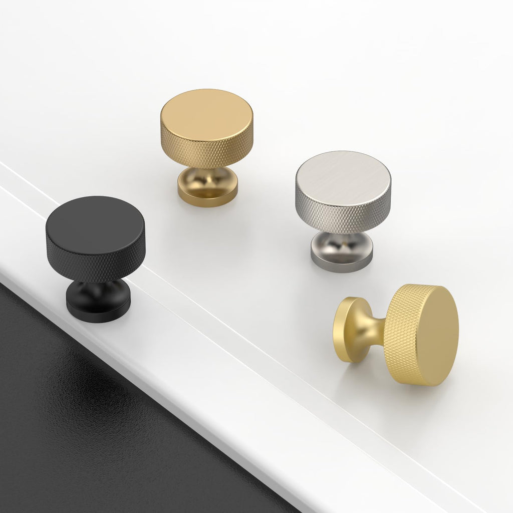 Champagne Bronze Knurled Cabinet Knobs Round Drawer Pulls 10 Pack
