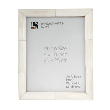 Handmade Modern Bone Inlay White Picture Frame, 8x10