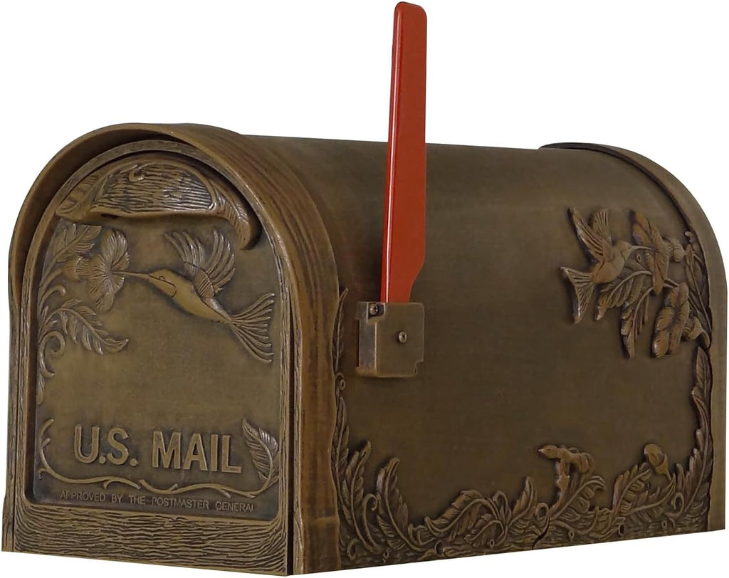 Hummingbird Curbside Mailbox - Copper Aluminum Mailbox for Post Mount