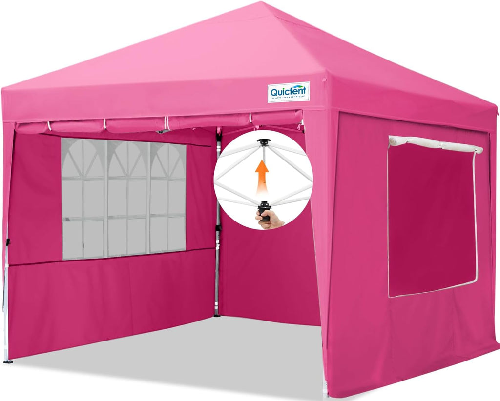 Easy Pop up Canopy Tent 10'x10' with 4 Detachable Window Sidewalls, One Person Setup