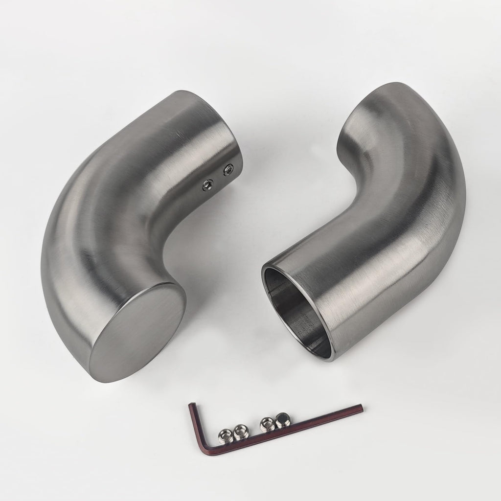 Handrail 90° Wall Returns 2 Pcs, 304 Stainless Steel Railing Endcap Indoors Outdoors, Easy Drill-Free Installation