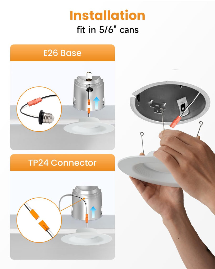 5/6 Inch LED Can Lights - Retrofit Recessed Lighting, 5CCT Selectable Dimmable Recessed Lighting, 13.5W 1200LM Can