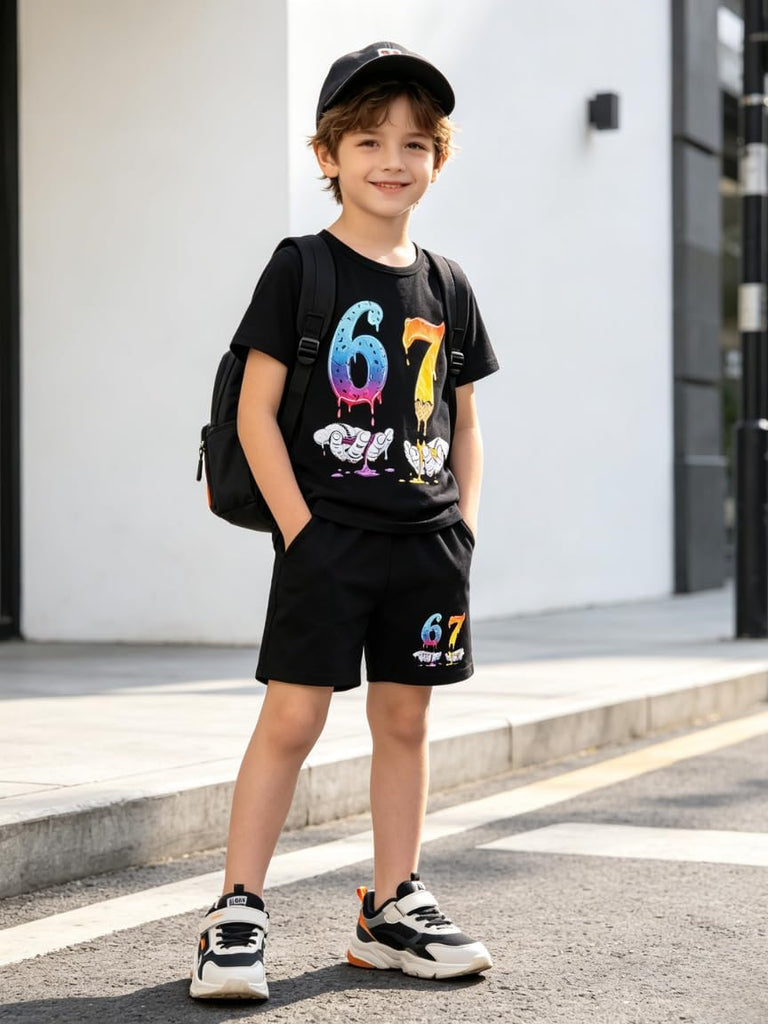 Toddler Boy Clothes Summer Outfit 2 Pieces Set Graphic T-Shirt Top + Shorts Clothing Set, Years