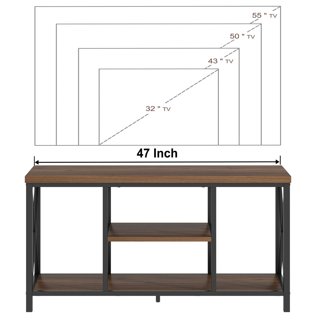 Modern Entertainment Center for TVs up to 55 Inch, Rustic Wood Television Stands, Industrial TV Console and TV