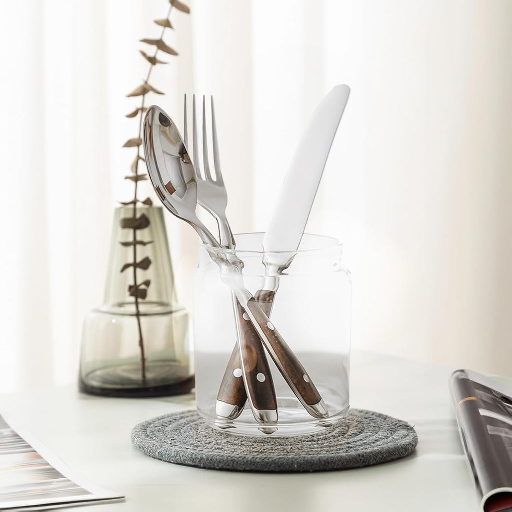Silverware Set for 8, Stainless Steel with Brown Bakelite Handle
