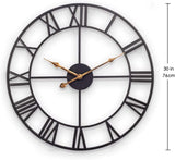 Large Industrial Wall Clock with Roman Numerals, Indoor Silent Non-Ticking Retro Clock