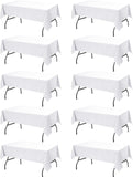 10-Pack White Tablecloths for Rectangle Tables, 60 x 102 Inches, Stain-Resistant Polyester Fabric fo