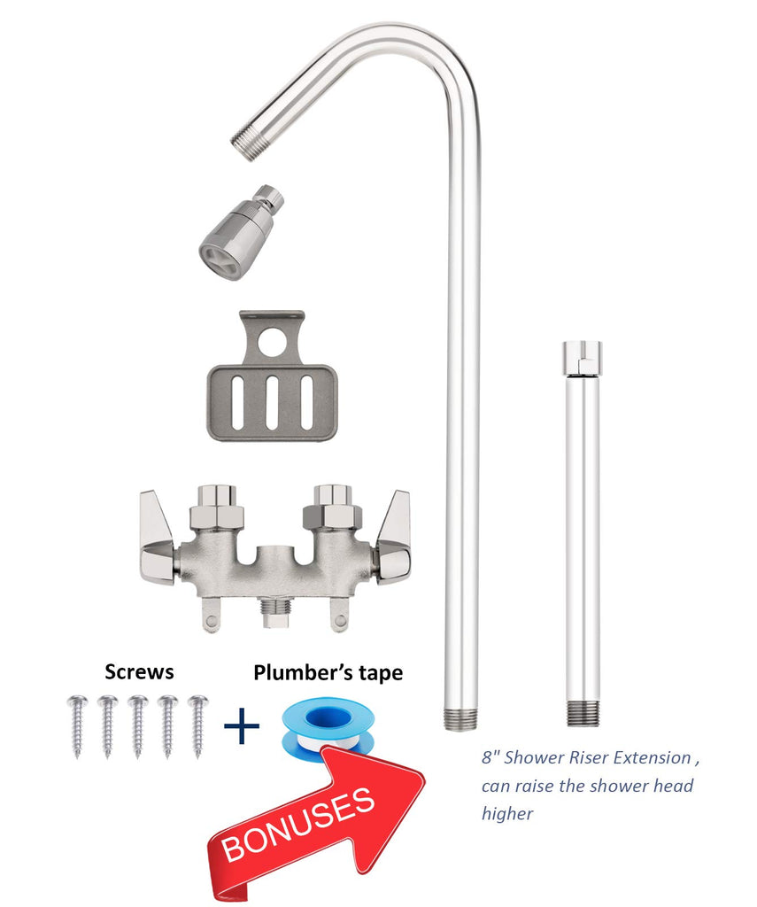 Outdoor Shower Fixture System,Double Handle Utility Shower Faucet