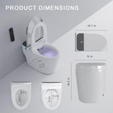 Auto Open/Close Lid Smart Toilet Bidet with Built-in Tank, Auto Flush & Wash, Elongated Heated Seat