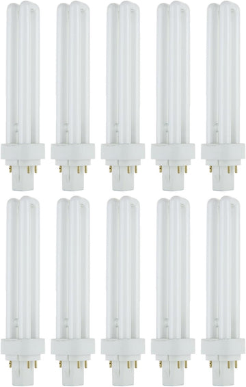 Compact Fluorescent PLD 4 Pin Double U-Shaped Twin Tube Light Bulb, 26 Watts, 120 Volts, 4 PinG24q3 Base, 1560