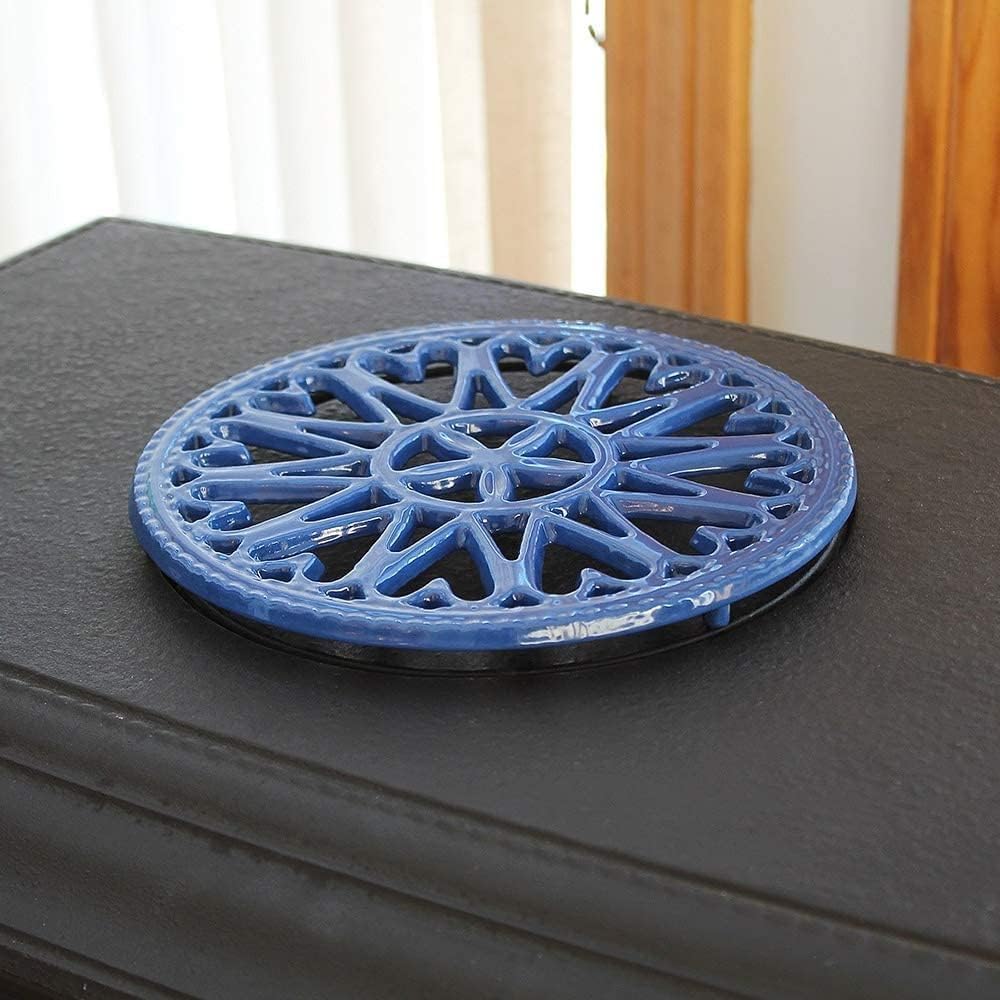 Sunburst, Attractive Design Round woodstove Tabletop Cast Iron Trivet Countertop Or Dining Table, 7"