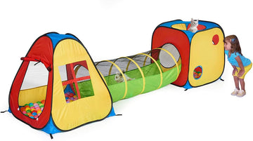 3 in 1 Pop Up Play Tent with Tunnel, Indoor/Outdoor Playhouse