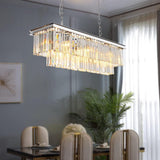 Luxury Chrome Rectangular Crystal Chandeliers Lighting Modern Pendant Ceiling Lights Rectangle Chandelier Lamp Fixture 8-Lights for Dining Room Kitchen Island A107-B07Y1VTB5Q