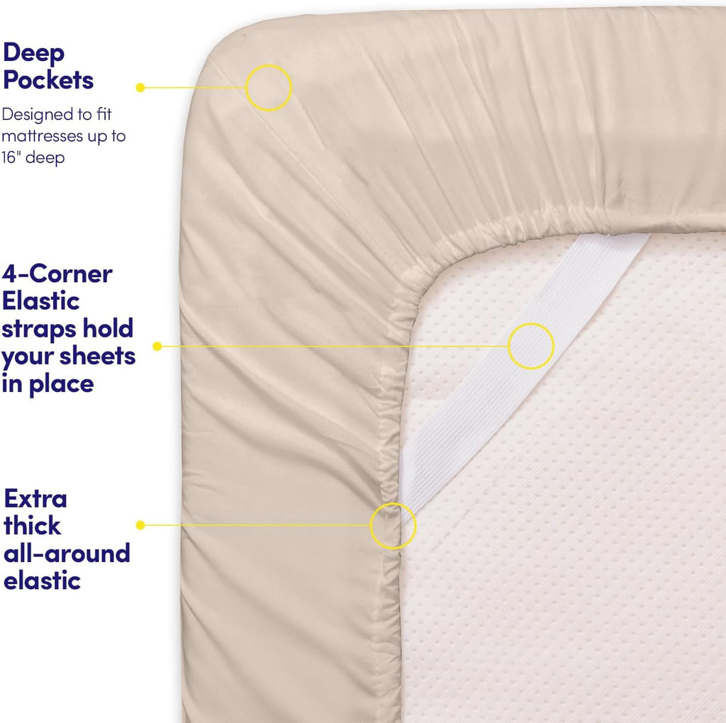 1500 Supreme Collection Queen Sheet Sets Beige Cream - Luxury Hotel Bed Sheets and Pillowcase Set for Queen Mattress