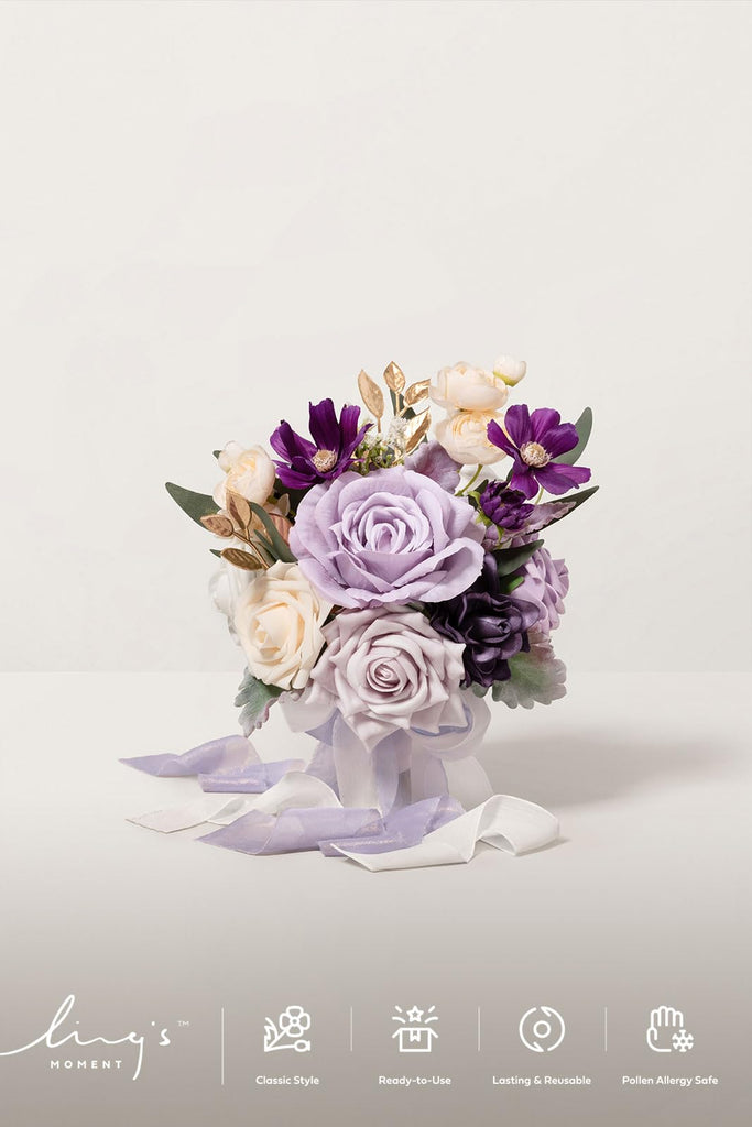 Wedding Artificial Flowers Package, Sage Orchid Purple Cream