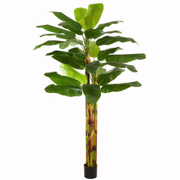 9FT Artificial Banana Tree, Real Touch UV Resistant Fake Tropical Plant with Natural Textured Trunk, Large Potted
