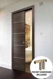 Planum 0020 | Interior French Single Pocket Door, no Glass, Wooden, 24x80, Brown, Modern Style | Har