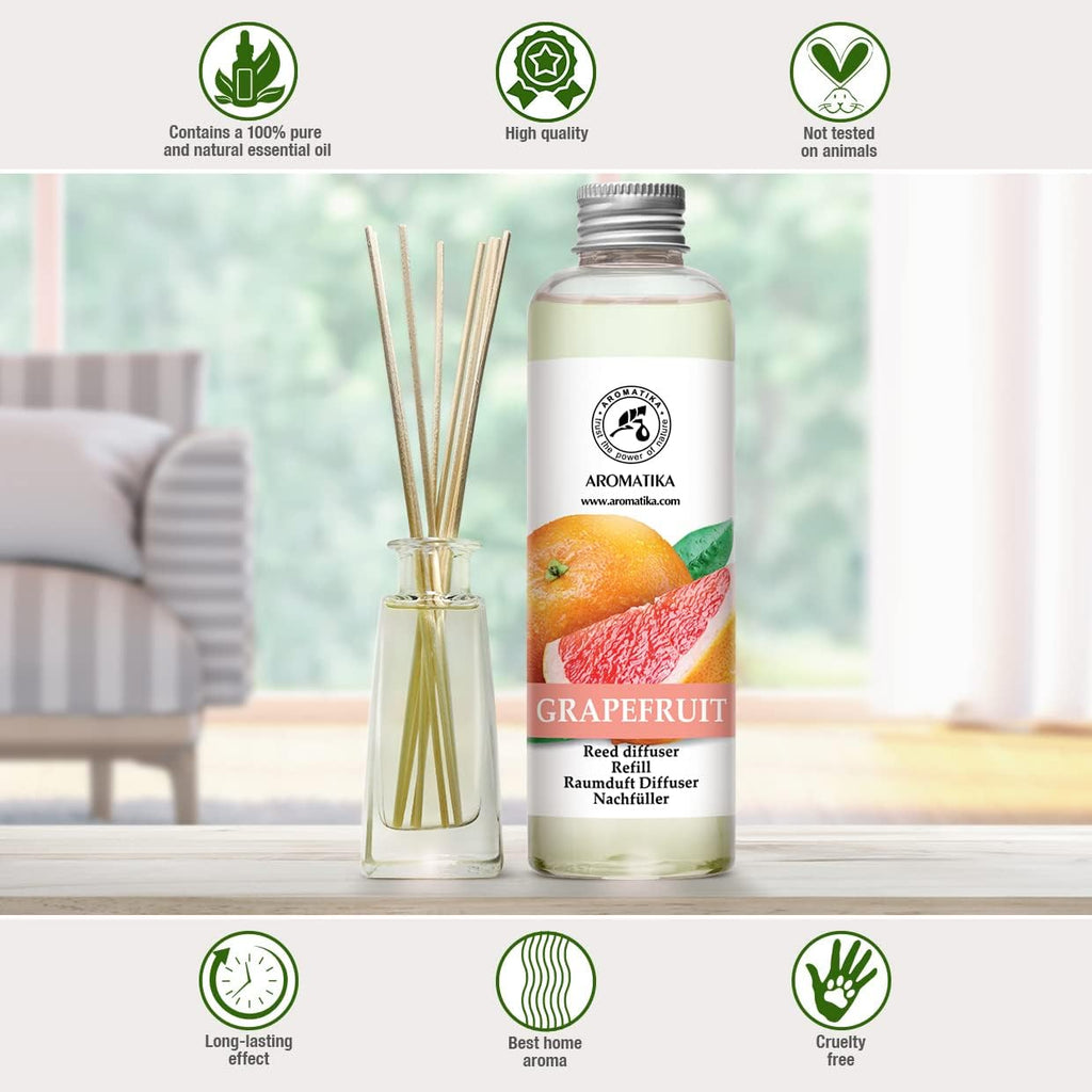 Reed Diffuser Oil Refill Grapefruit 6.8 Fl Oz (200ml) - Intensive & Long Fragrance for Room - Lasting Natural Room - Set of 68