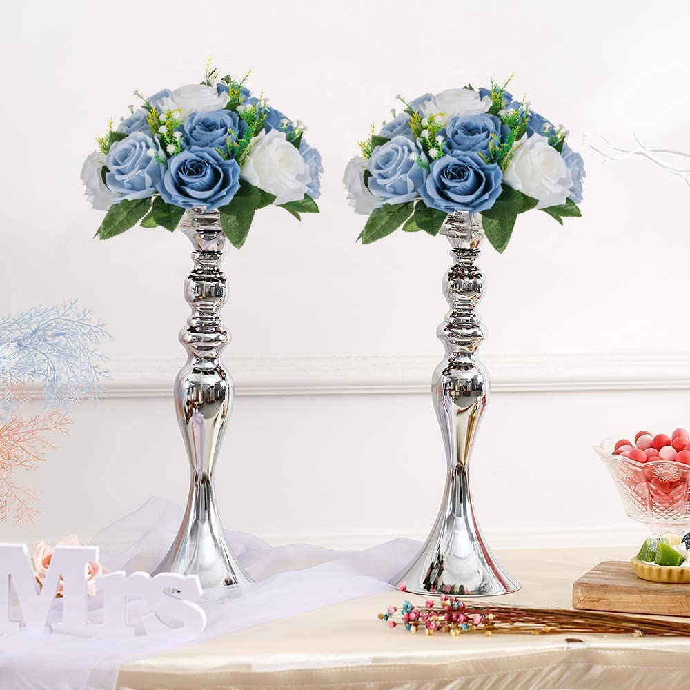 Artificial Silk Flower Ball, Wedding Centerpiece, Dusty Blue, 6Pcs