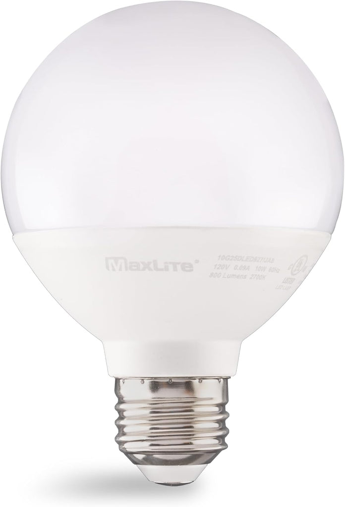 Dimmable 10W LED 2700K G25 Globe - Incandescent Light Bulbs Replacement, Soft White Light Bulbs, JA8