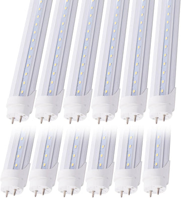 T8 LED Tube G13 Base, 4FT 24W 6000K Daylight White, Clear Cover, Flicker-Free LED Fluorescent Light Replacement