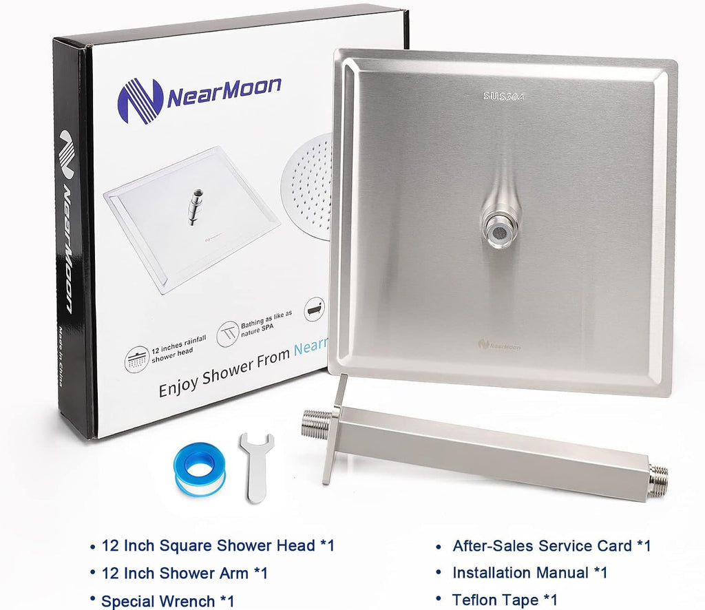 Rain Shower Head With Shower Arm, Ceiling Mount Square Shower, Stainless Steel Ceiling Rainfall Showerhead- Waterfall