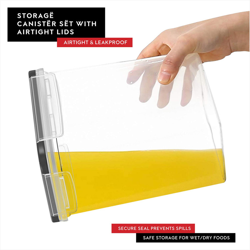 Cereal Containers Storage 4L Set of 4 Airtight Food Storage Containers with Lids Cereal Dispenser Countertop Pantry
