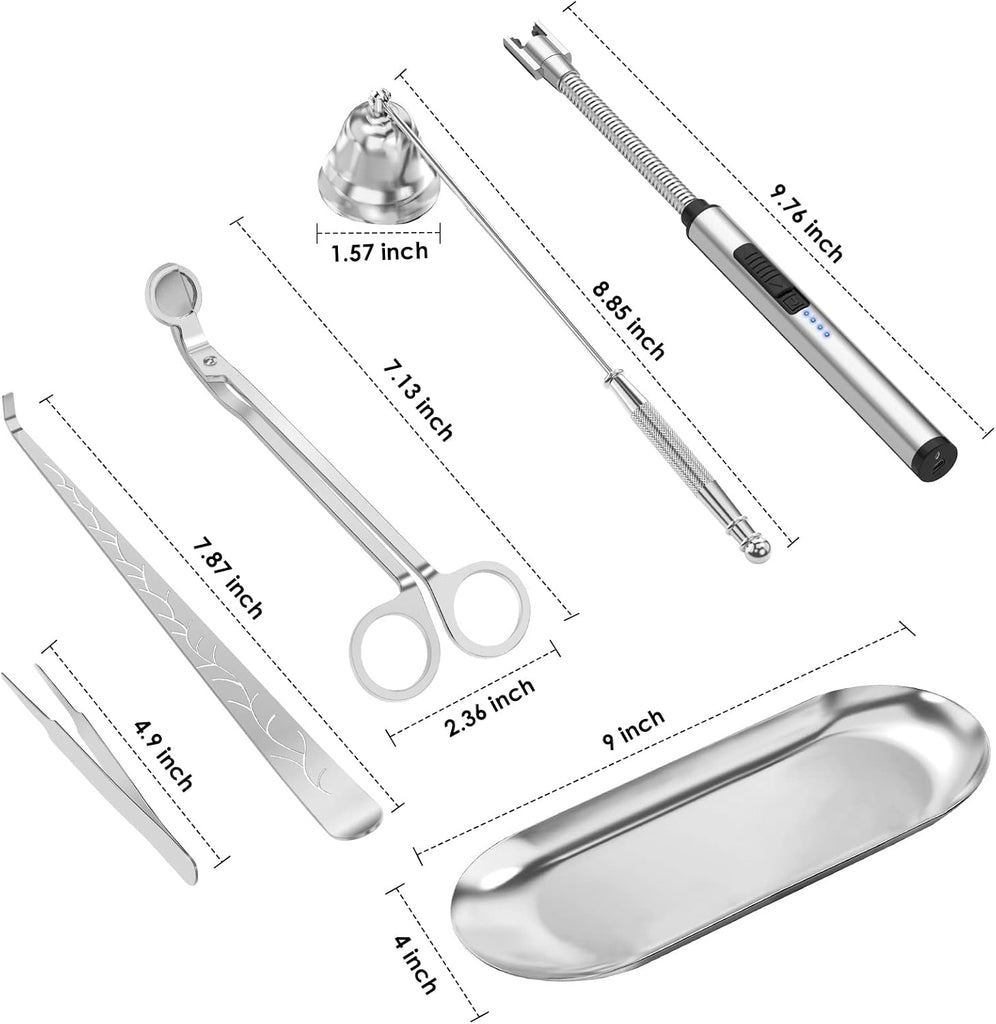 6 in 1 Candle Accessory Set,Candle Wick Trimmer Cutter,Candle Wick Dipper,Candle Wick Snuffer, Rechargeable Candle