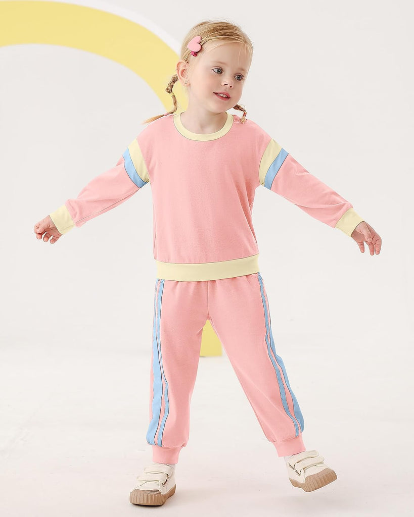 Toddler Girl Clothes Outfits Color Block Long Sleeves Top and Pants