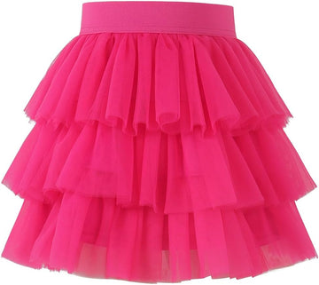 Girls Layered Tutu Skirt Ruffle Tiered Tulle Party Dance Skirt