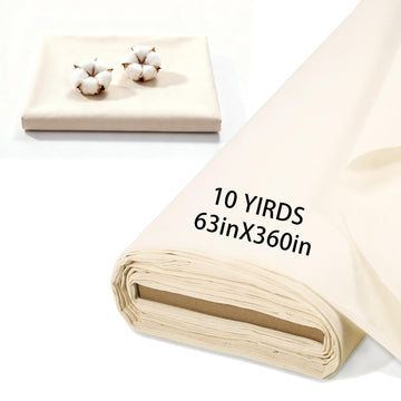 10 Yards 100% Cotton Unbleached Muslin Fabric, 63 Inch X 10Yards by The Yard, Medium & Light Weight Draping Fabrics