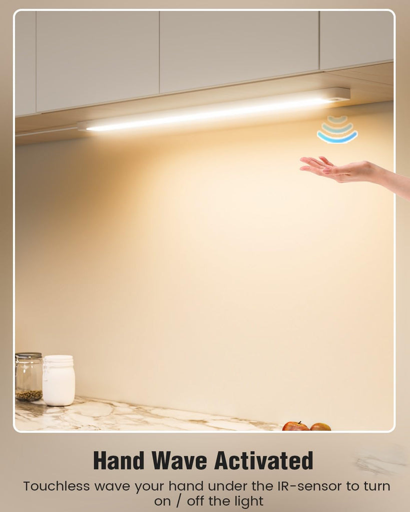 24 Inch Under Cabinet Lights with Hand Wave,Plug and Play