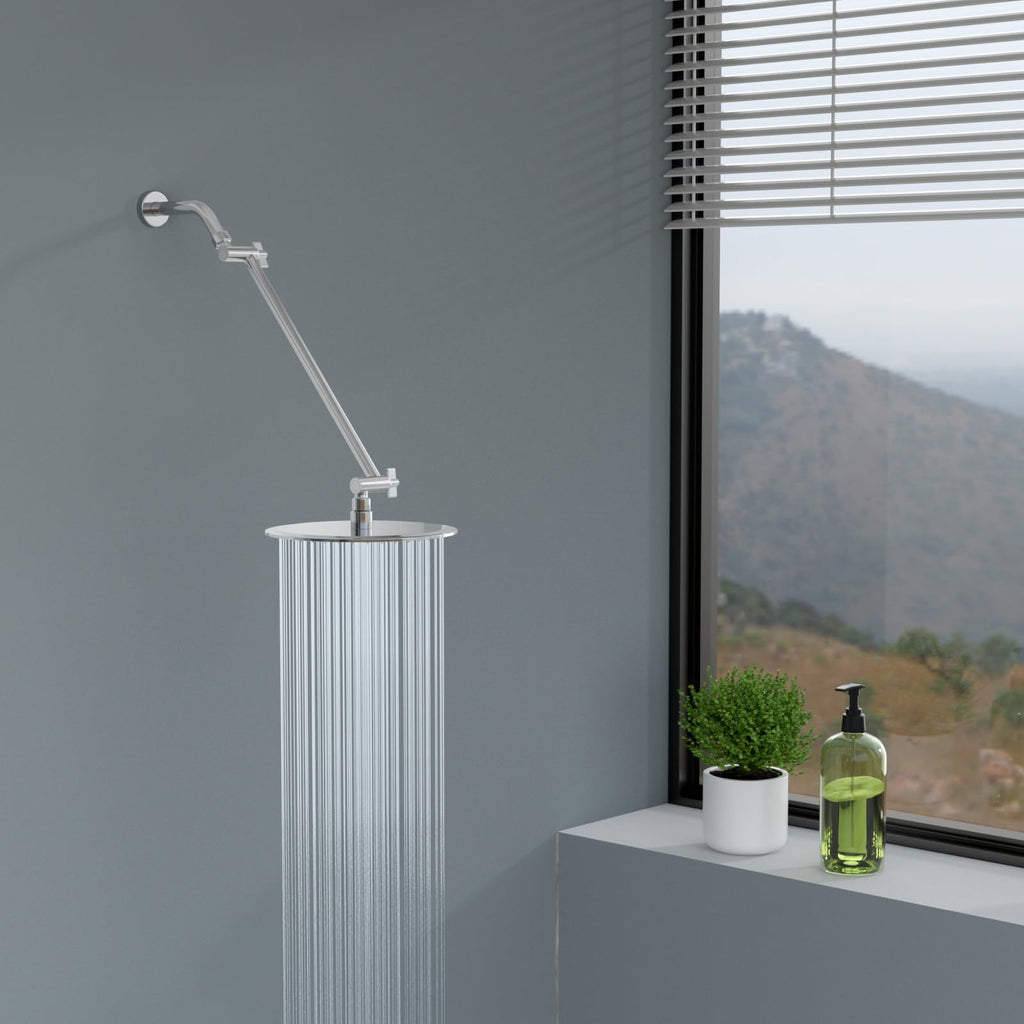 16 Inch Shower Head Extension Arm, Solid Stainless Steel & Brass