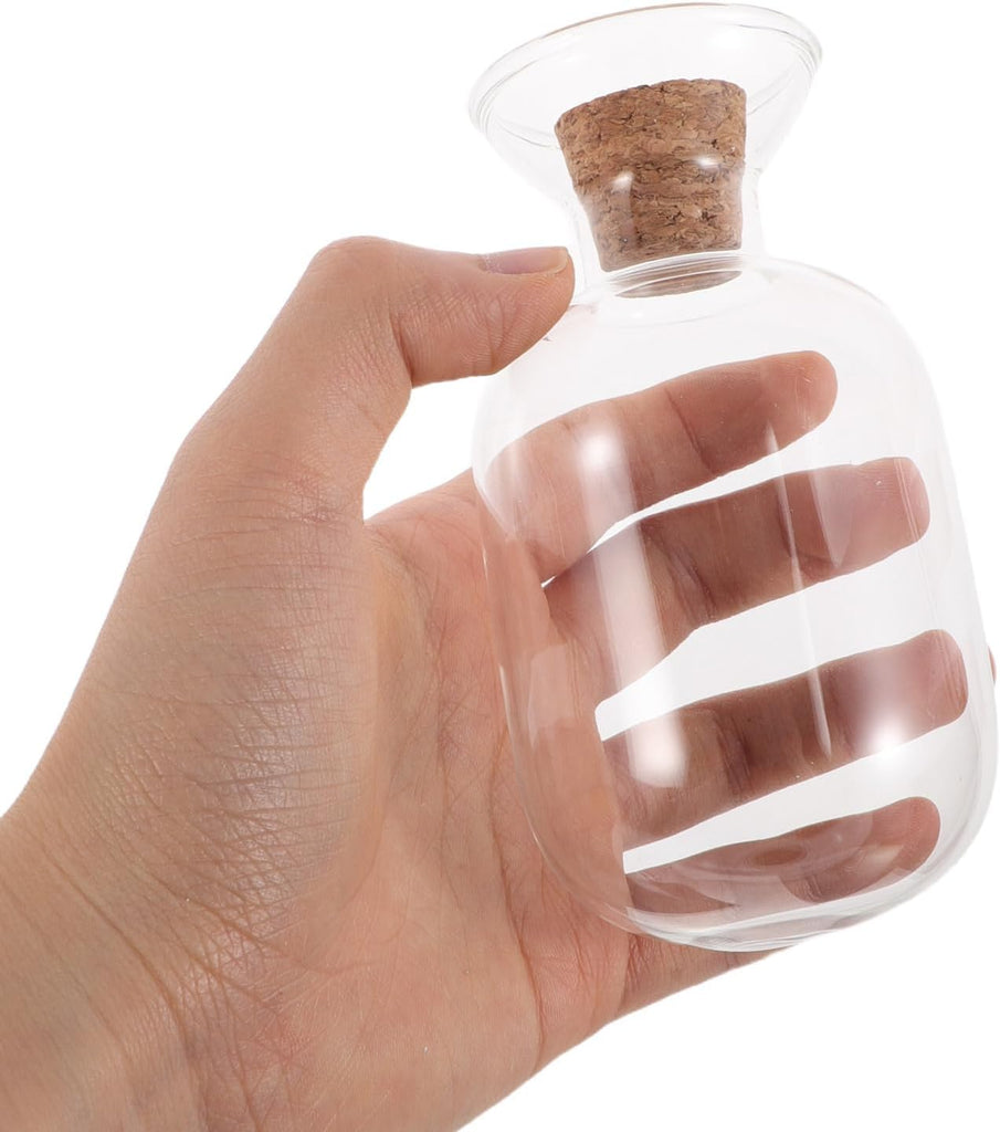 Decorative Match Striker Bottle with Cork, Wood and Glass Mantel Decor