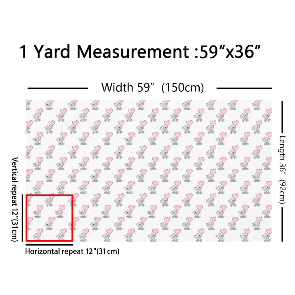 Cartoon Elephant Upholstery Fabric, 3 Yards