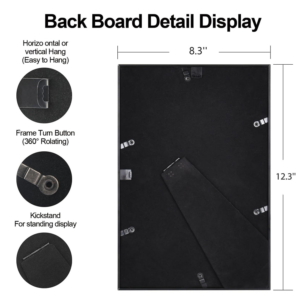 8x12 Gold Aluminum Photo frames 3 Pack HD Glass Mat 6x8 Wall Only