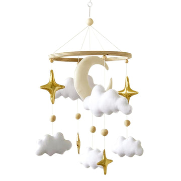 Baby Mobile for Crib - Nursery Decor, Gold Moon, Stars & Clouds