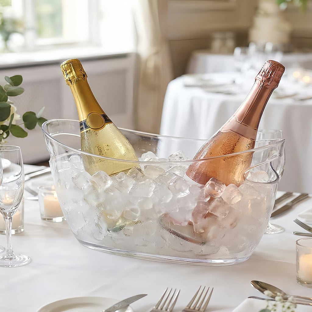 Clear Acrylic Ice Buckets Large Champagne Drink Cooler Storage Ice Tub with Scoops for Beer Cocktails Wine Beverage