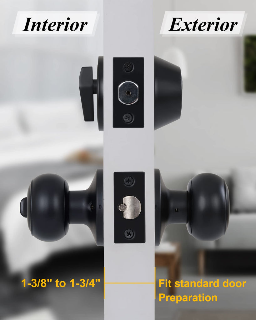 6 Sets) All Keyed Alike Entry Door Knobs and Single Cylinder Deadbolt Lock Combo Set, Security for Entrance and Front