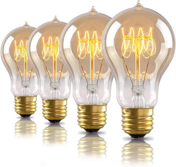 Edison Light Bulb, 60 Watts, A19 Vintage Incandescent Light Bulbs, Dimmable Old Fashioned E26 Incandescent