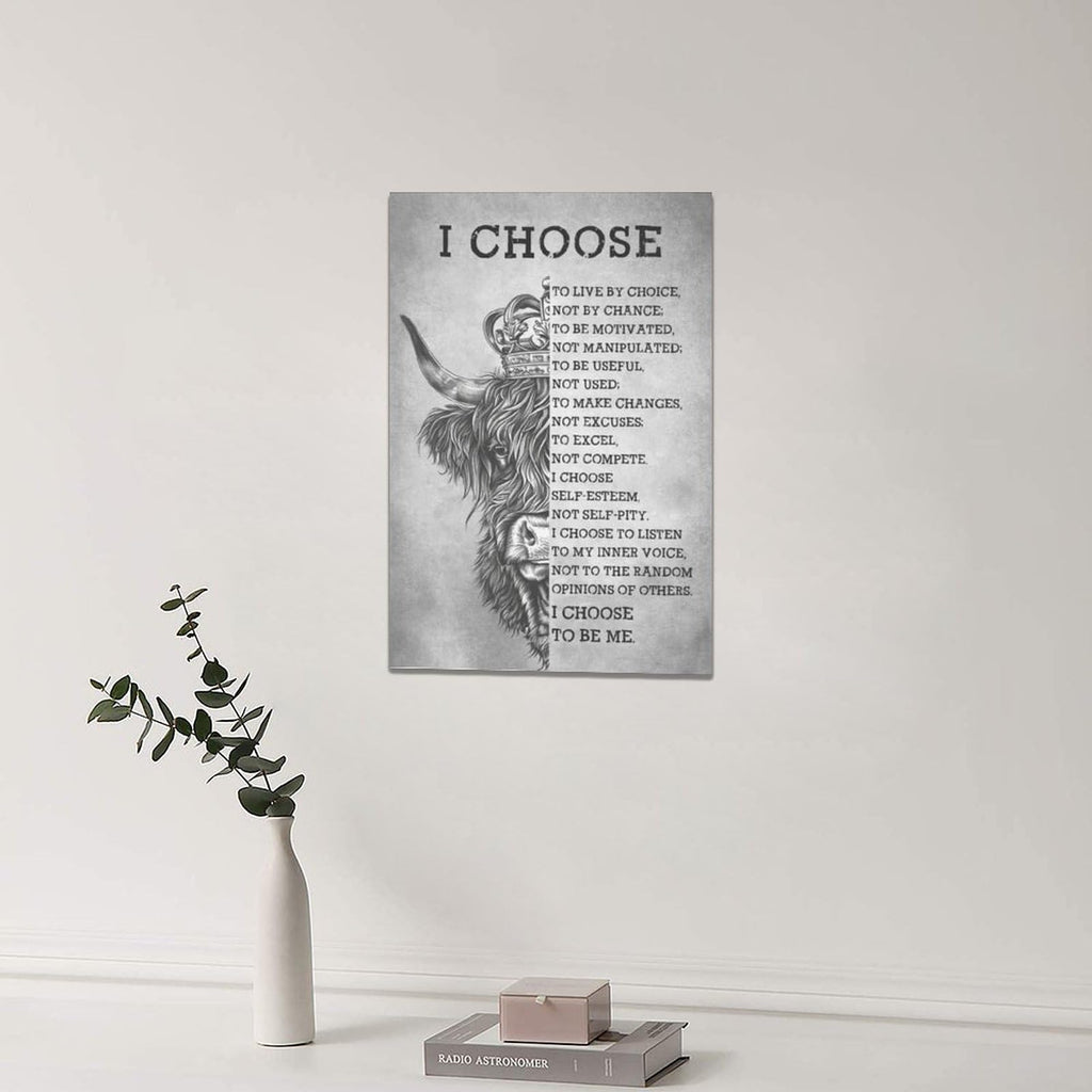 Highland Cow Wall Art Inspirational Quotes Cow Pictures Wall Decor Black and White Canvas Prints Framed Artwork Home